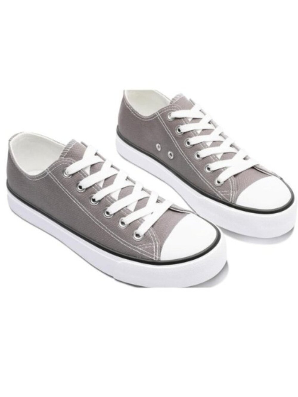 Unisex Canvas Slip-On Sneakers Grey – Women’s 5 / Men’s 4.5 (New No Box)